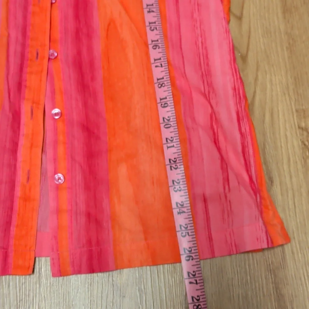 Jones New York Tailored Orange and Pink Striped Shirt with Button Pockets M - Picture 10 of 11